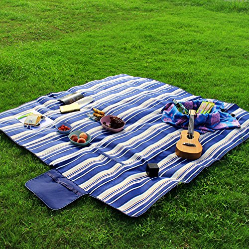 Sekey Outdoor wasserdichte Picknickdecke | Große klappbare Rasendecke | Stranddecke wärmedämmungen | 200 x 200cm, Blau - 2