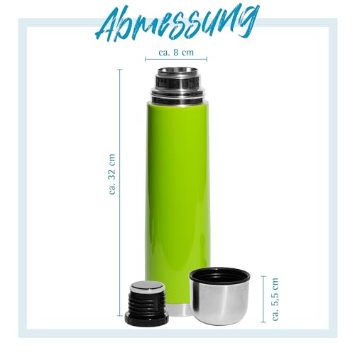 Isolierflasche 1 L , Dichter Drehverschluss farbig inkl. Allzweckmesser, Farbauswahl:C6 grün - 3