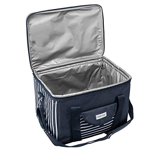 anndora Kühltasche XL blau weiß gestreift 40 L – Kühlbox Isoliertasche Picknicktasche - 4