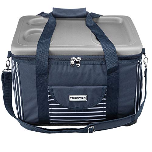 anndora Kühltasche XL blau weiß gestreift 40 L – Kühlbox Isoliertasche Picknicktasche - 5