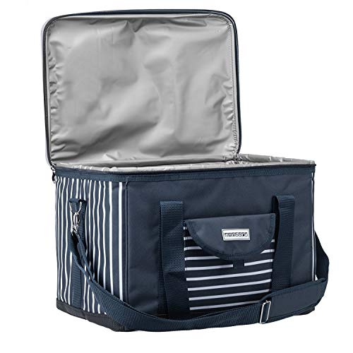 anndora Kühltasche XL blau weiß gestreift 40 L – Kühlbox Isoliertasche Picknicktasche - 7