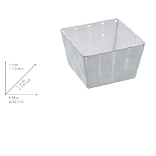 WENKO 20369100 Aufbewahrungskorb Adria Mini Weiß – Badkorb, quadratisch, Kunststoff-Geflecht, Polypropylen, 14 x 9 x 14 cm, Weiß - 5