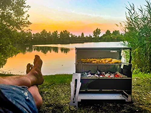FENNEK portabler Outdoor-Grill I Mobiler Holzkohle-Grill | Laptopgrill für Camping, Angeln, Vanlife, Trekking Outdoor Grill-Spaß aus Edelstahl - 2