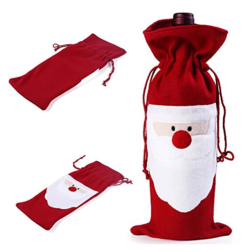 Keysui Weihnachtsmann Weinflasche Tasche Weihnachten Geschenktüte für Wein/Sekt/Spirituosenflaschen(Pack of 4) - 4