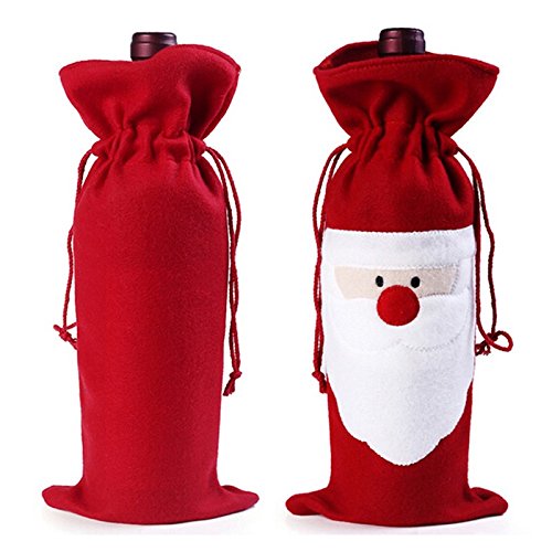 Keysui Weihnachtsmann Weinflasche Tasche Weihnachten Geschenktüte für Wein/Sekt/Spirituosenflaschen(Pack of 4) - 7