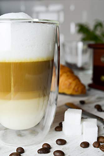Sendez 6 doppelwandige Cappuccino Gläser 200ml mit 6 Edelstahl-Löffel GRATIS Kaffeegläser Teegläser Gläser Set Thermoglas - 5