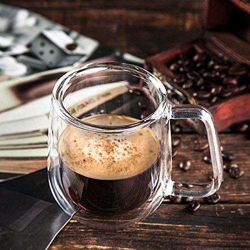 Vicloon Cafissimo Espresso Latte Glastassen,Doppelwandig Kaffee- Tee-Glas,Macchiato Tassenset Glas (6PCS) - 6