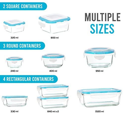 KICHLY Glas-Frischhaltedosen 18 Stück [9 Behälter + 9 Deckel] – Glasbehälter – Transparente Deckel – BPA frei – für Home Küche oder Restaurant - 3