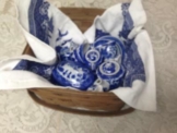 Vintage, Japan Blau Willow 23pc Kinder S Tee Set mit / Longaberger Picknick Korb